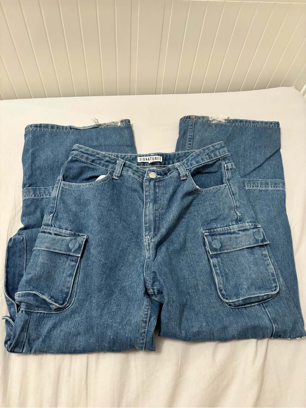 Signature Light Blue Denim Jeans with Cargo Details